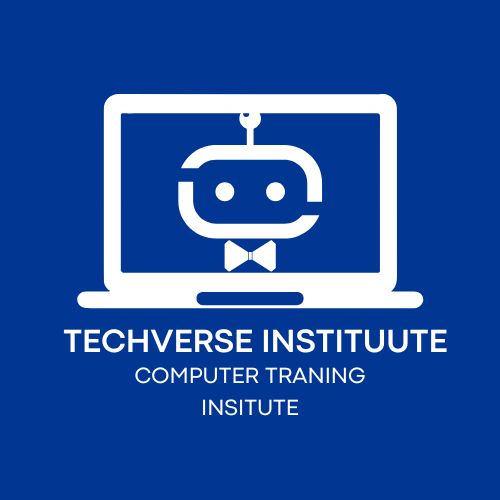 blue and white modern computer repair logo